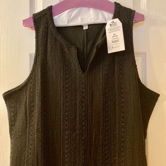 NWT, SZ XL, 100 COTTON Crochet Sleeveless Mini Dress, Black - Picture 4 of 4